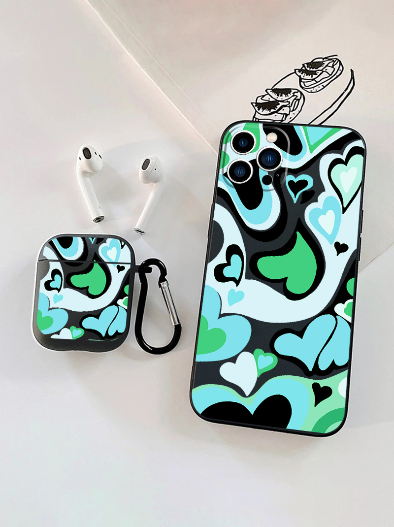 Earphone Case For 1 2 & Phone Case With Blue Hearts Graphic For Iphone 11  14 13 12 Pro Max Xr Xs 7 8 6 Plus - Temu United Kingdom