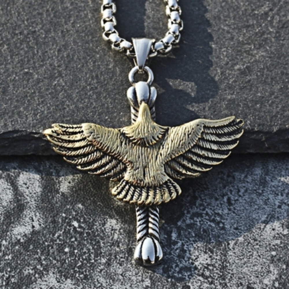 Mens sterling silver eagle on sale pendant