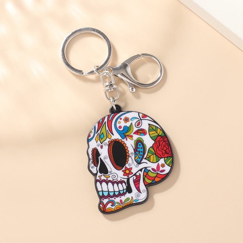 Skull Keyring, Personalised Gift, Sugar Skull Keychain, Gothic Gifts, Goth  Charm