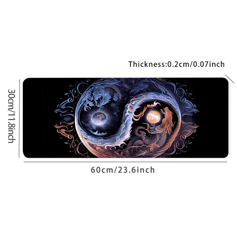 Double Dragon Yin Yang Mouse Pad Xxl Black Mouse Pad Long - Temu