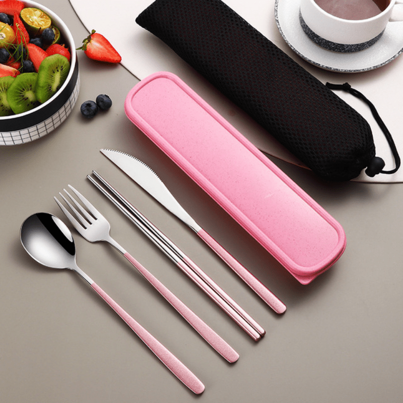 Dinnerware Portable Printed Stainless Steel Spoon Fork Steak - Temu