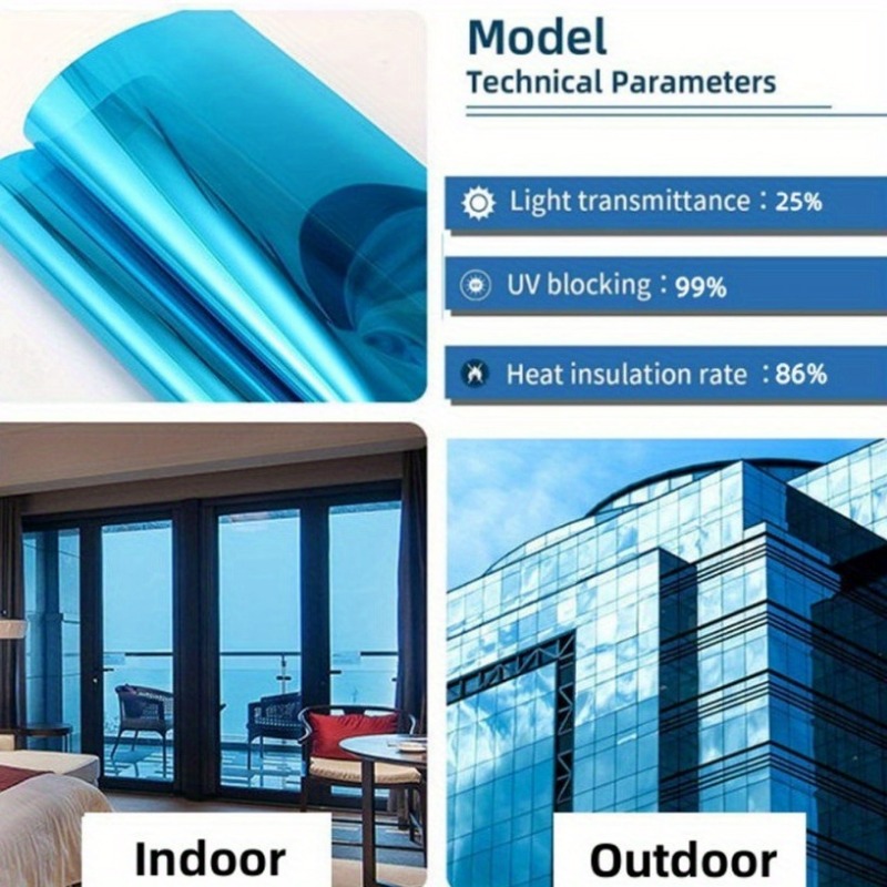 1 Stück Premium Einweg-Spiegel-reflektierende Fensterfolie Für  Heimdekoration – Explosionsgeschützte UV-schützende Getönte Folie Für  Sommerliche