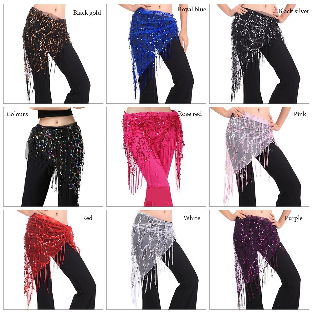Sequins Tassel Belly Dance Hip Scarf Triangle Wrap Skirts - Temu