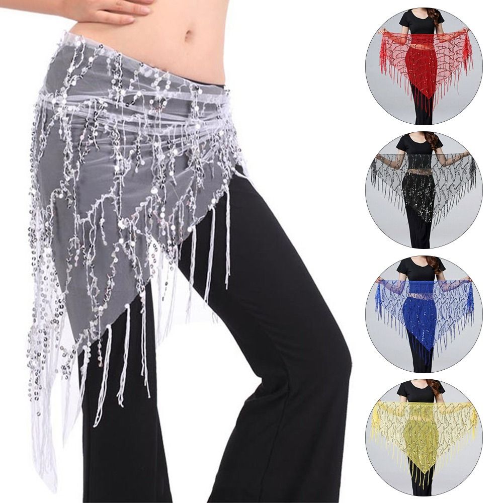 Sequins Tassel Belly Dance Hip Scarf Triangle Wrap Skirts - Temu