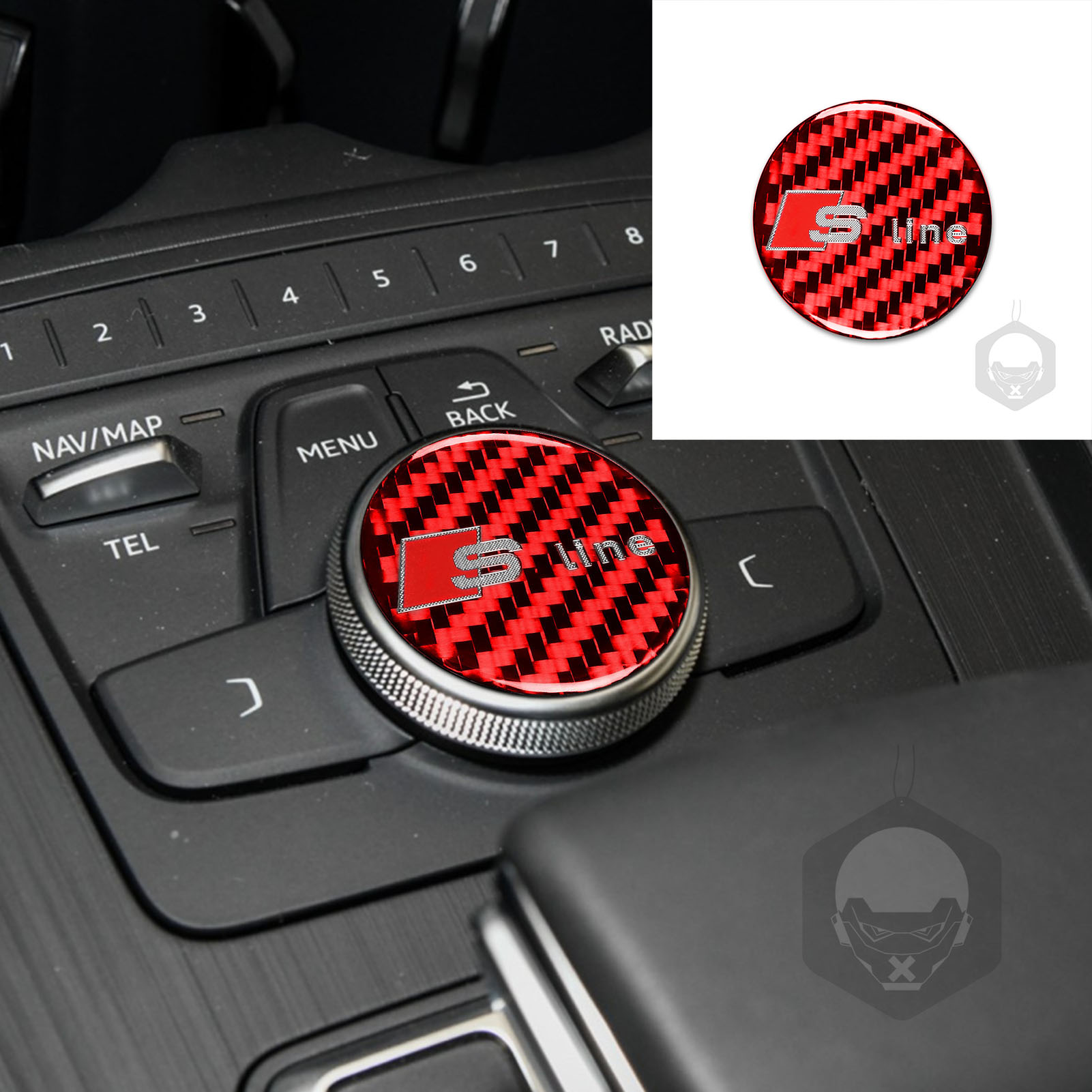 Voiture Auto Volant Décoratif Anneau Couverture Garniture Autocollant  Décoration pour Audi (Argent)