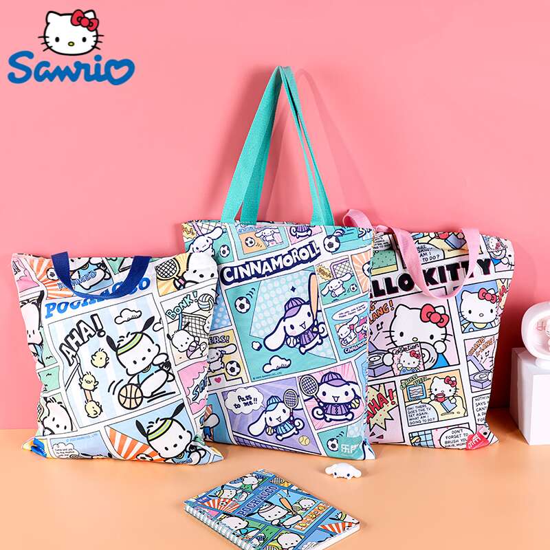 New Sanrio Hello Kitty My Melody Kuromi Kawaii Handbag Canvas Bag Cartoon  Student Lunch Box Handbag Shopping Bag