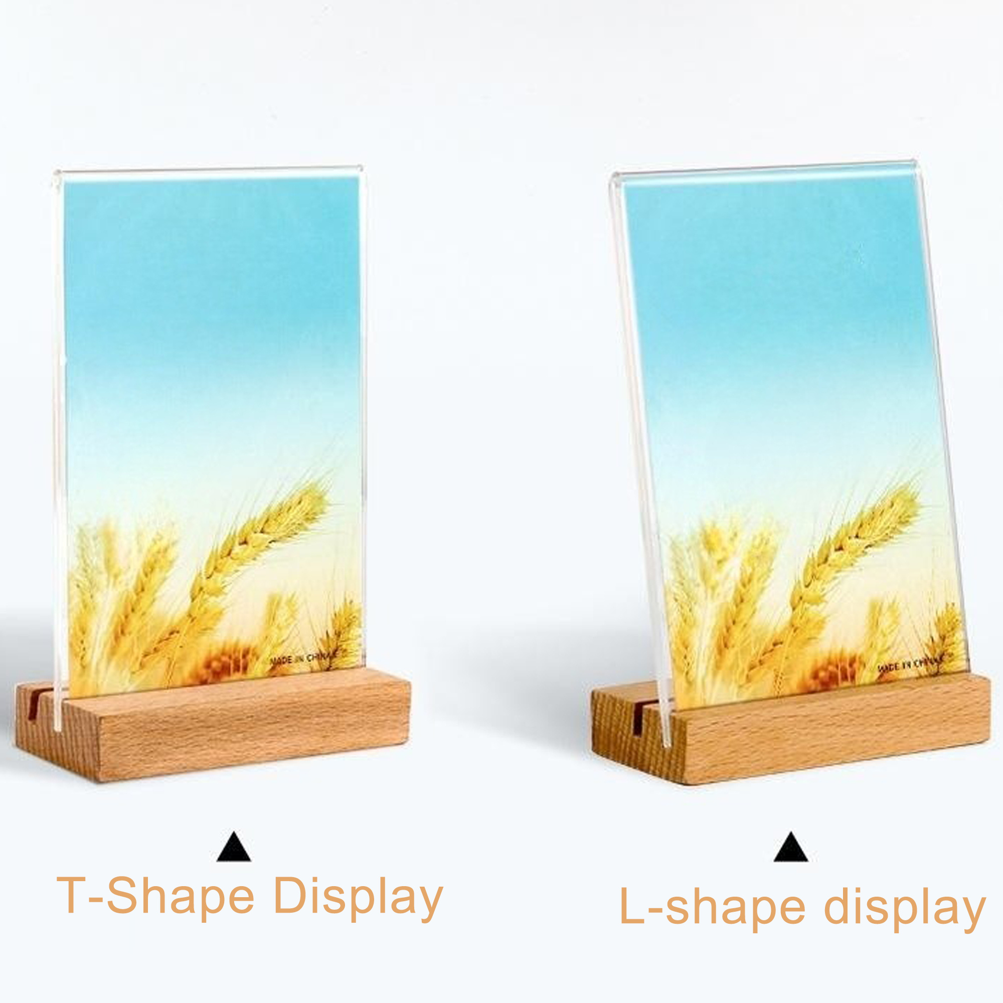 Sign Holder Wood Base Office Restaurants Store Menu Picture Frame Desktop  For Table Top Dual Use