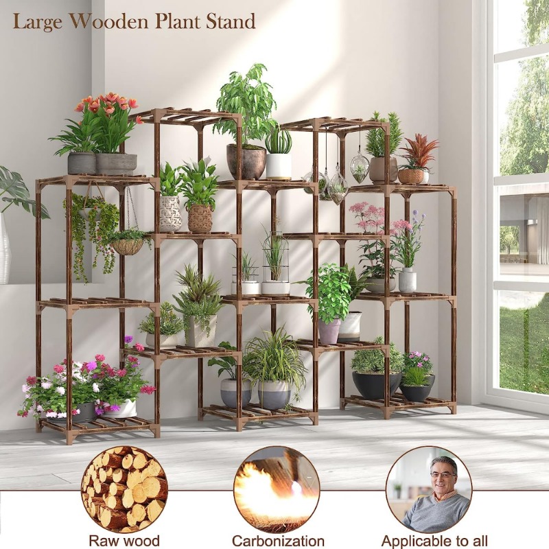 12 tier Wooden Flower Pot Stand Rack Stable Flower Pot - Temu