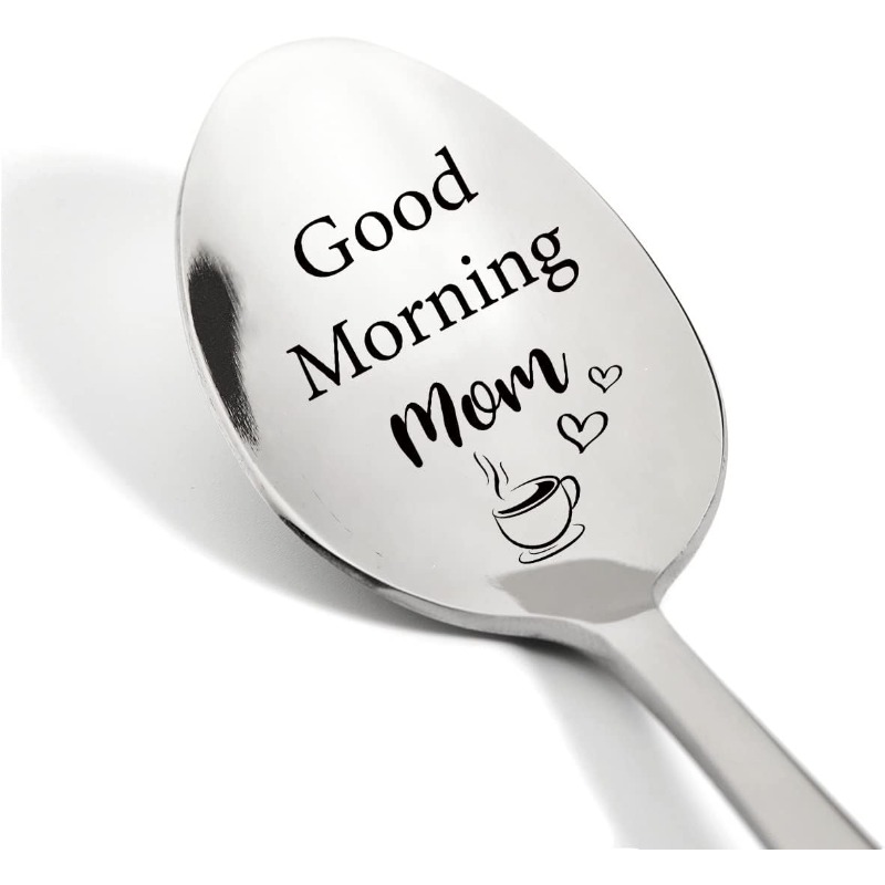 Best Mom Gifts - Good Morning Super Mom - Tea Coffee Lover Stainless Steel  Engraved Spoon Funny Mom Gift for Birthday Mother's Day Xmas