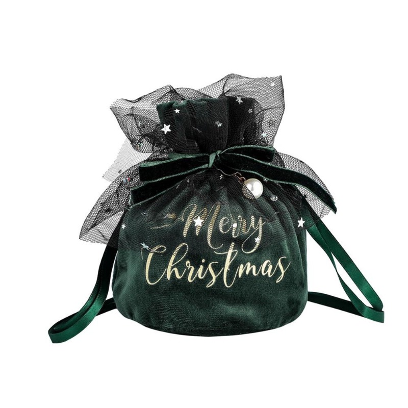 Christmas Velvet Bags Drawstring Candy Biscuits Pouch Red Bracelet Jewelry  Packaging Bags Merry Christmas Storage Bags