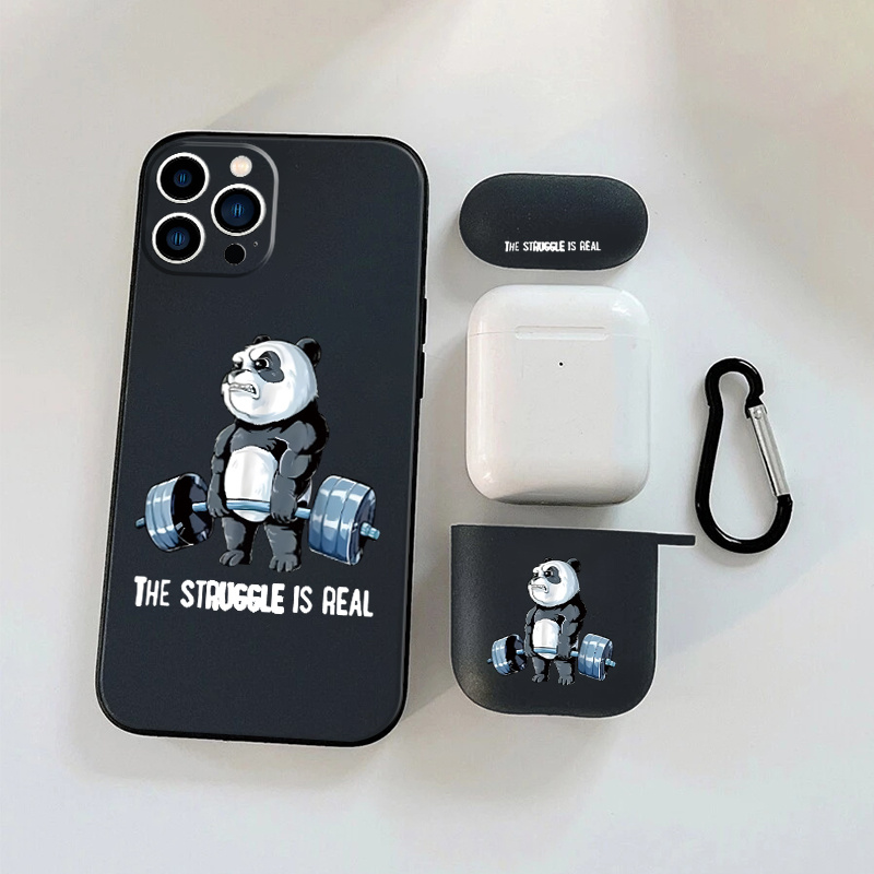 

2pcs For Airpods1/2 Case & Phone Case Panda Luxury Shockproof Phone Case For 11 14 13 12 Pro Max Xr Xs 7 8 Plus, Car Anti-fall Cases Fall Protection Cover Pattern Cases For Airpods1/2 Headphone Cases