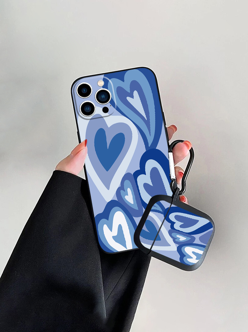 Earphone Case For 1 2 & Phone Case With Blue Hearts Graphic For Iphone 11 14  13 12 Pro Max Xr Xs 7 8 6 Plus - Temu United Kingdom