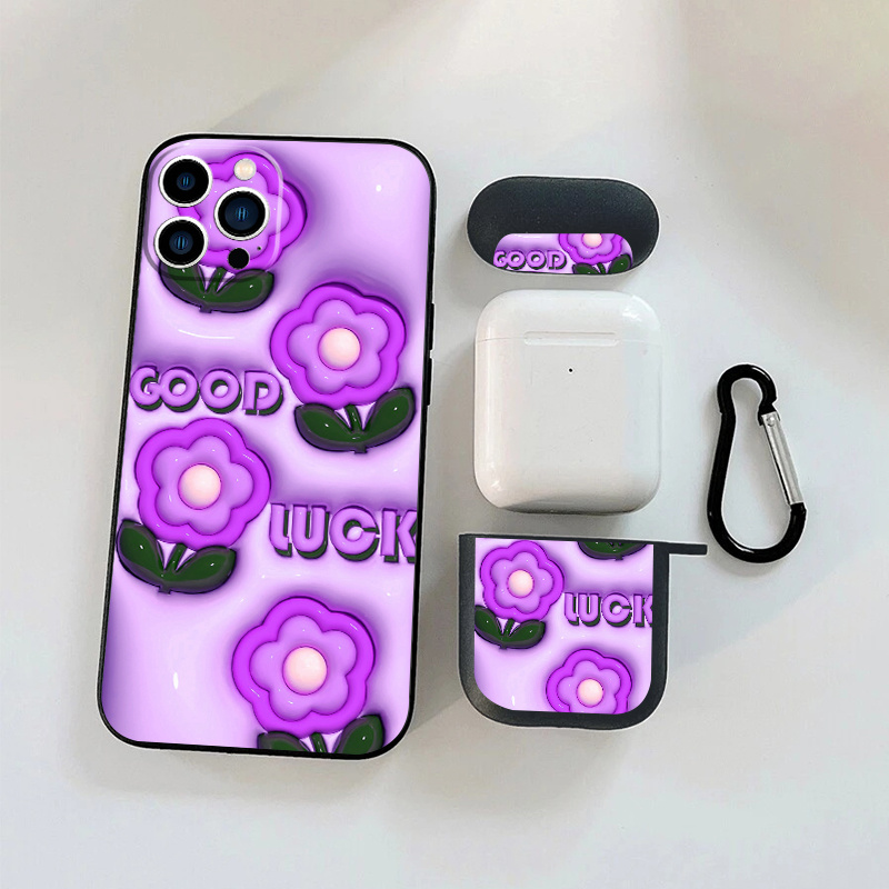 

1pc Earphone Case For Airpods 1 2 & 1pc Phone Case With Plasticine Flower Graphic For Iphone 11 14 13 12 Pro Max Xr Xs 7 8 6 Plus