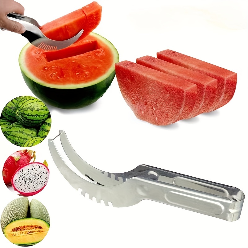 2 en 1 Trancheuse de pastèque Cutter-acier inoxydable Fruit Cutting Fork  Melon Cube Outil de coupe pour gadget de cuisine