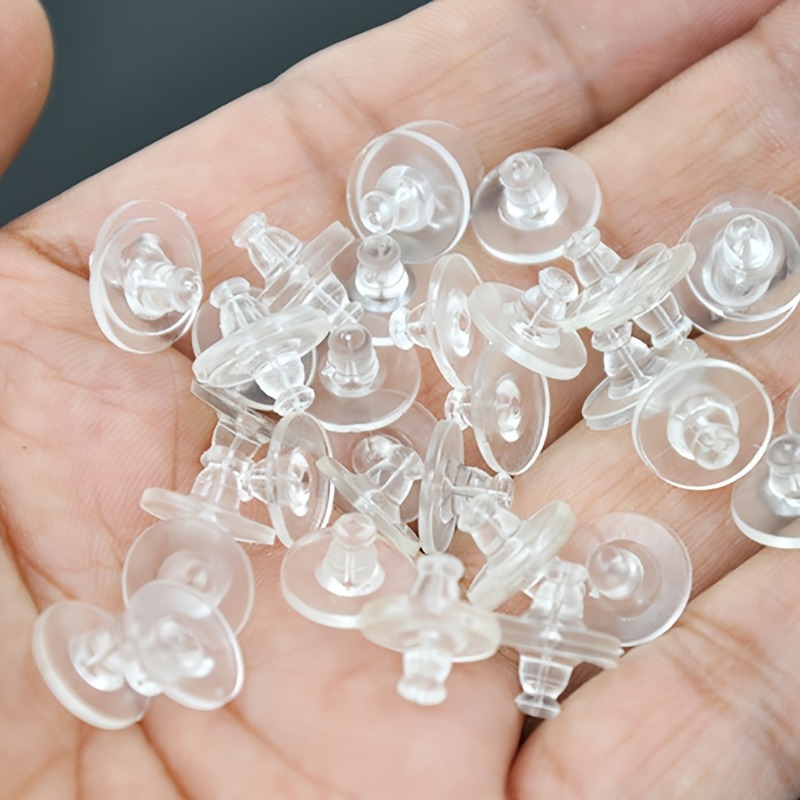 30pcs Plastic Earring Backs for Heavy Earrings Large Clear Soft Rubber  Stoppers