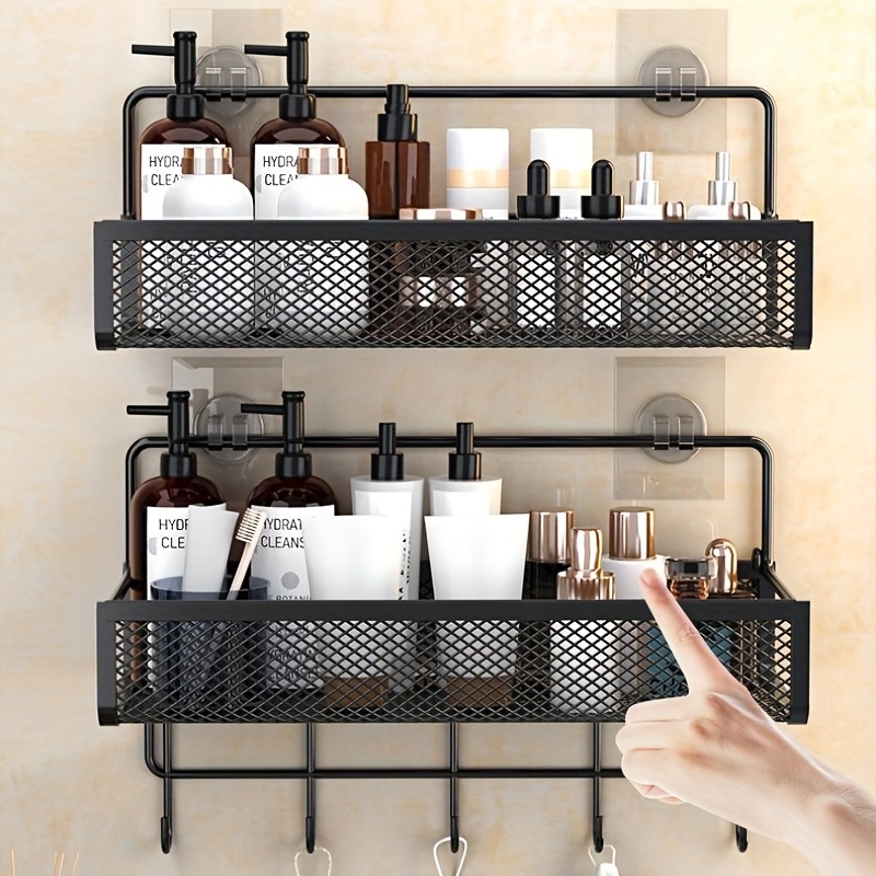 1pc Wall Mounted Toiletries Holder Bathroom Storage Rack Self