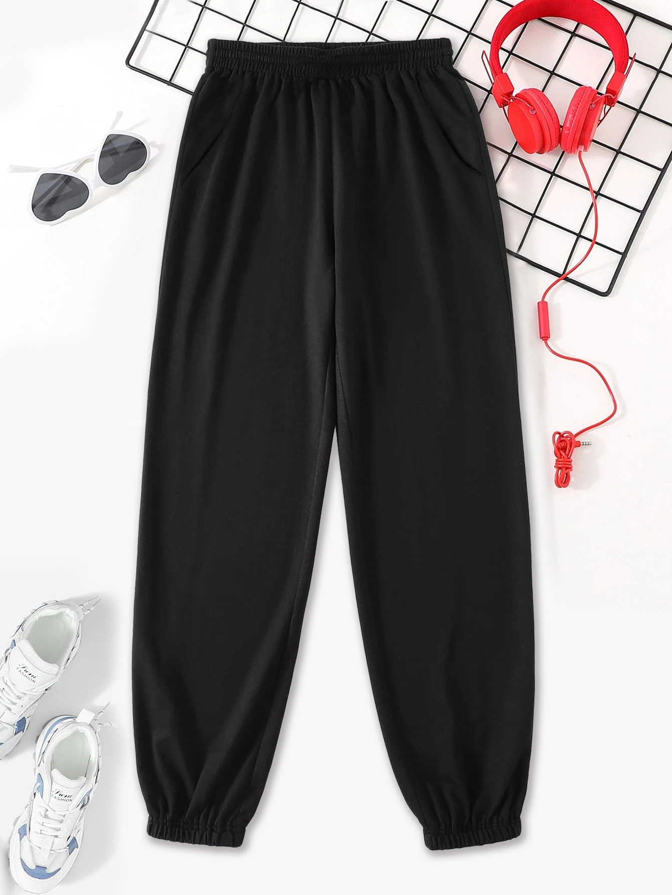 Qcmgmg Cute Sweatpants for Teen Girls Winter Warm High Waist Fuzzy