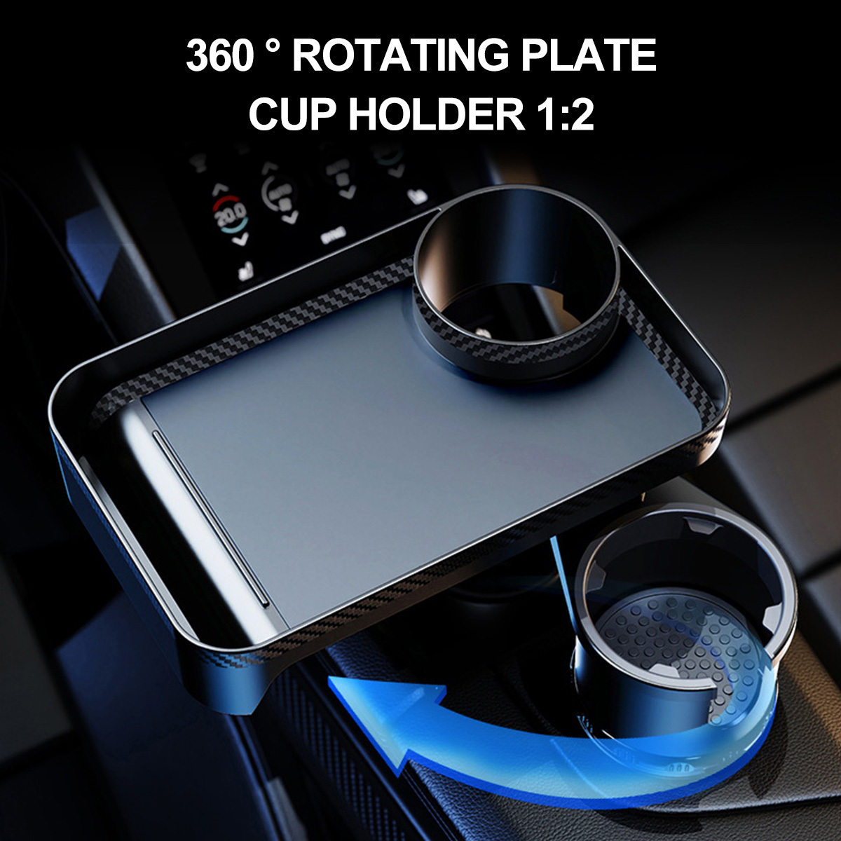 Car Cup Holder Expander Attachable Tray 360° Rotating Car Temu Canada