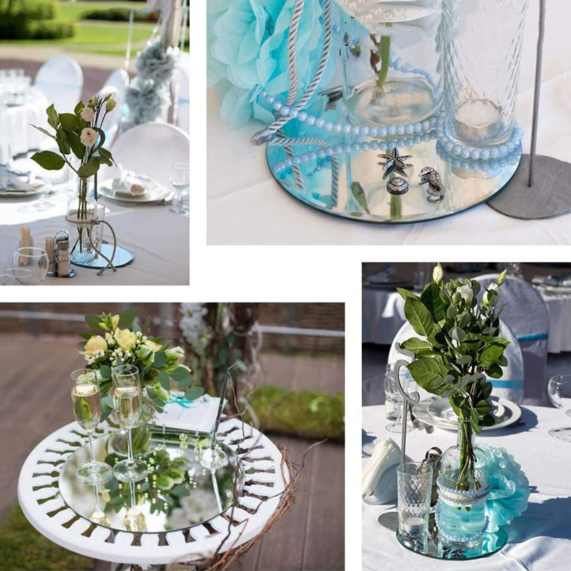 Round Glass Mirror Table Centerpiece & Wall Decor