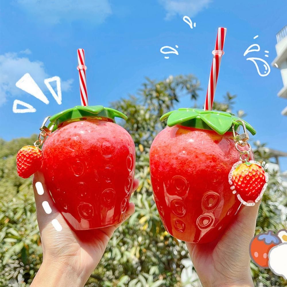 Cute Kawaii Strawberry Water Bottle Portable Leakproof With - Temu