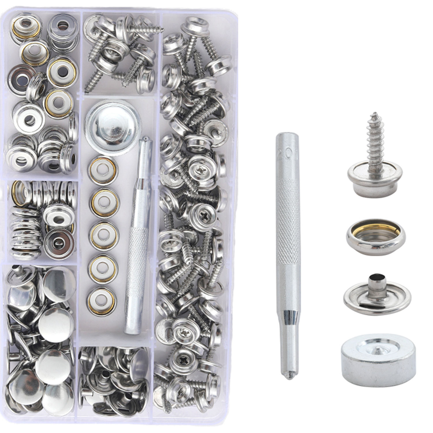 150pcs Fastener Screw Snaps Kit - Stainless Steel Snap Button Canvas Marine  G