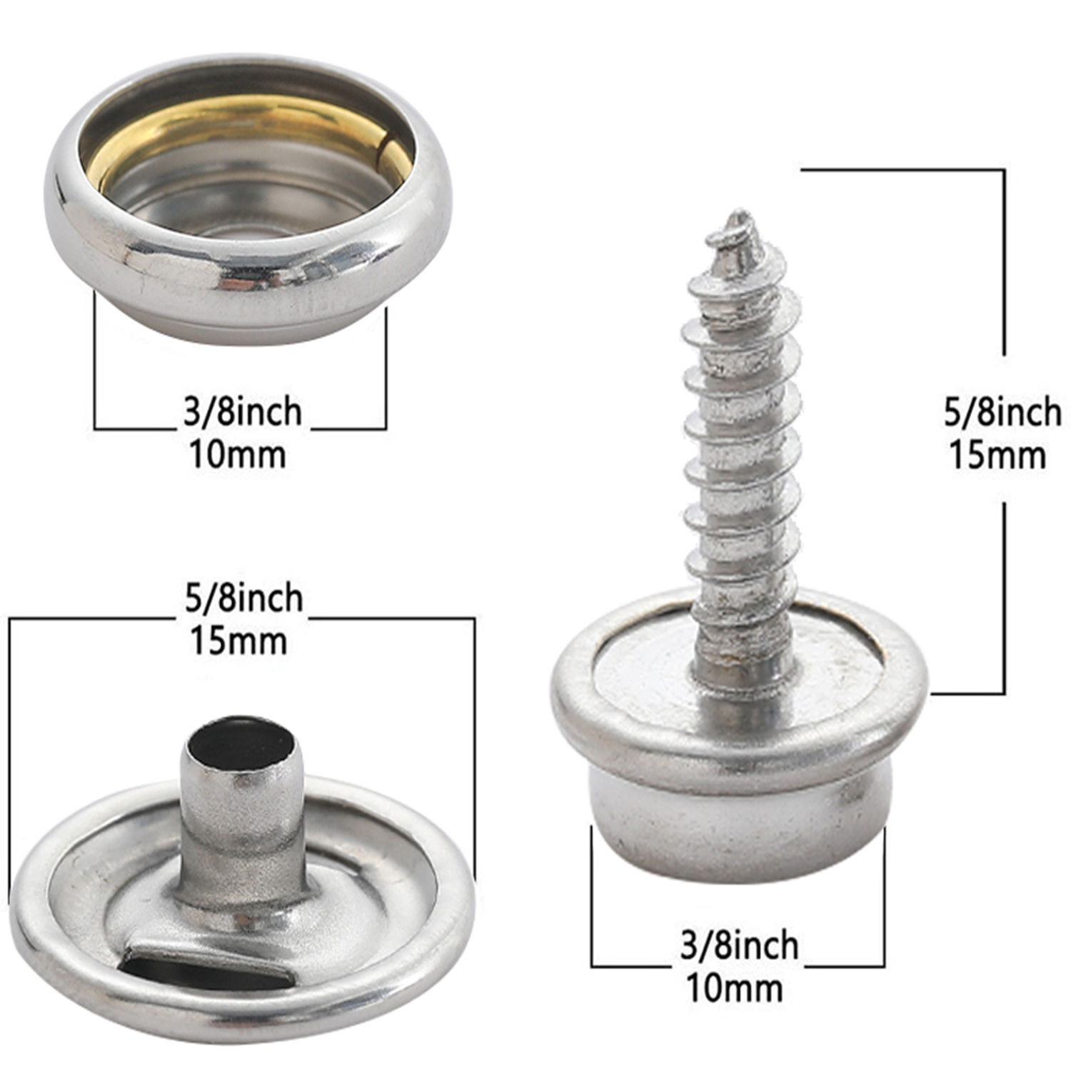 Stainless Steel Snap Fastener Kit - Perfect For Marine Boats