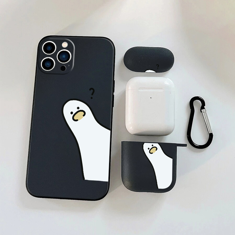 

1pc Earphone Case For Airpods 1 2 & 1pc Phone Case With Anime Duck Graphic For Iphone 11 14 13 12 Pro Max Xr Xs 7 8 6 Plus