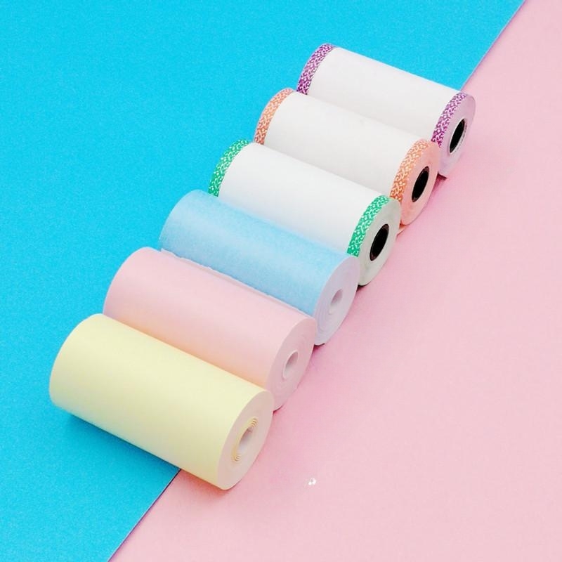 Papel de impresora térmica Colores 57 mm x 30 mm impresora pegatinas  autoadhesivas, Mini rollo de papel de impresión Etiqueta de papel  autoadhesiva imprimible, 3 rollos (azul/amarillo/rosa) : : Oficina  y papelería