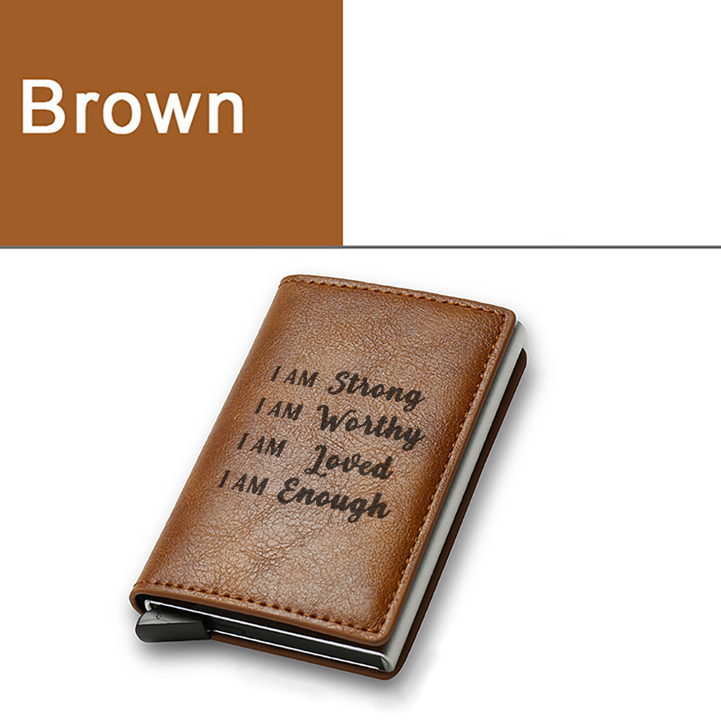 Personalized Leather Vertical Wallet Gift / Brown Leather Card 