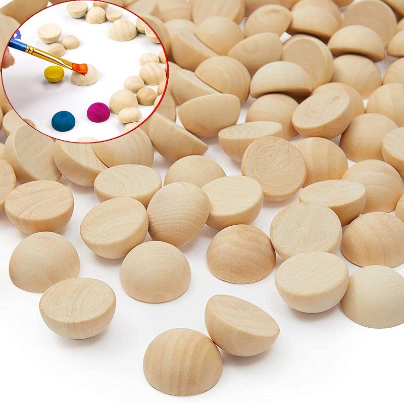 Half Round Wooden Beads Half Wood Balls Half Craft - Temu