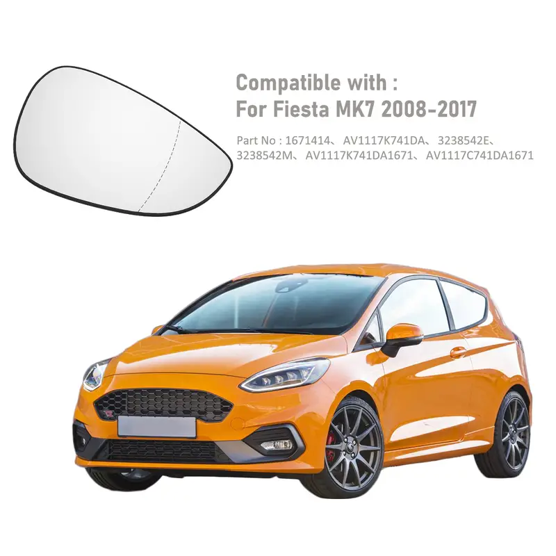Wing Mirror Glass Kompatibel Mit Ford Fiesta MK7 2008-2017 Klar