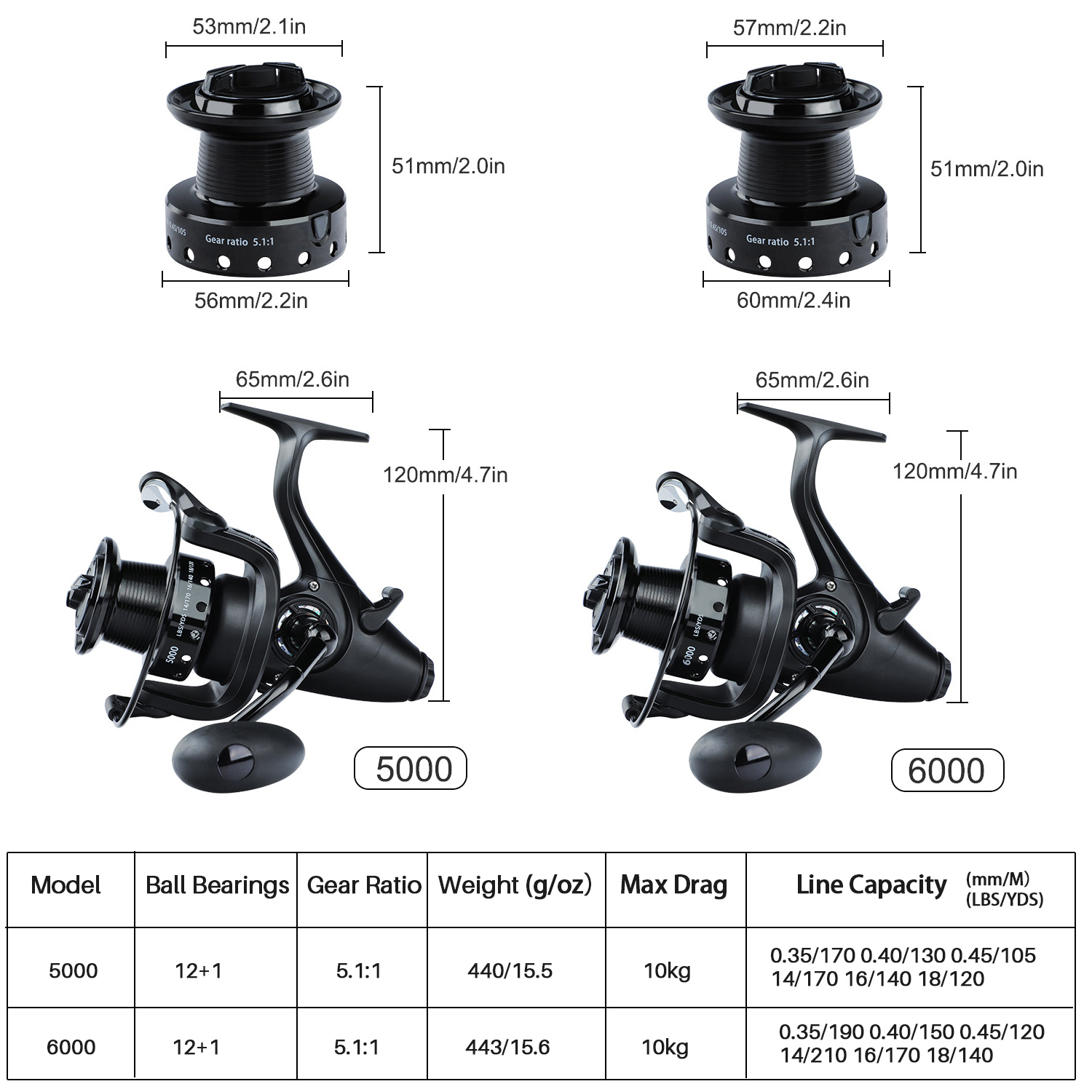 Sougayilang Spinning Fishing Reel 12+1BB Metal Body Smooth Carp Spinning  Reel