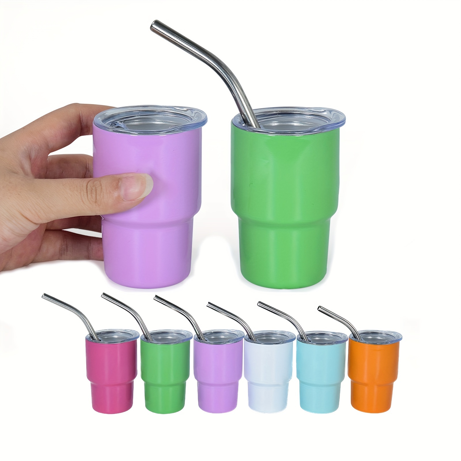 Mini Stainless Steel Tumbler Cup With Straw For Party Outdoor Sports - Temu