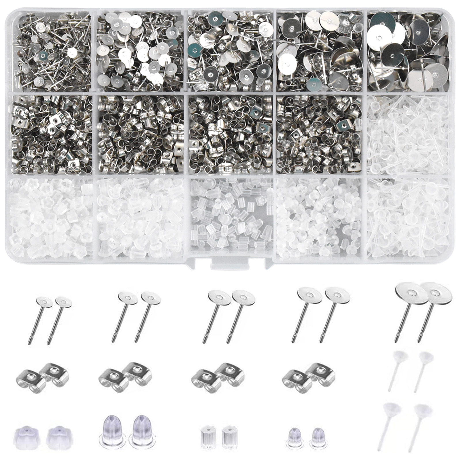 Clear Earring Backs, 200pcs Plastic Earring Stoppers, Tube Earring Findings, Hypo-Allergenic Jewelry Accessories