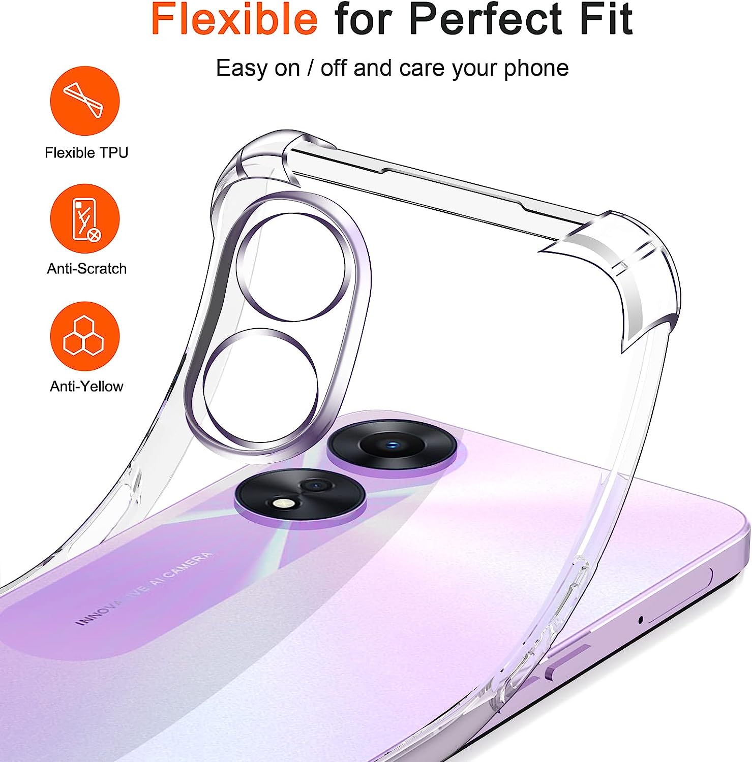 Clear Case For OPPO A78 5G Hard Clear Case For OPPO A78 Cover Funda  Translucent Soft