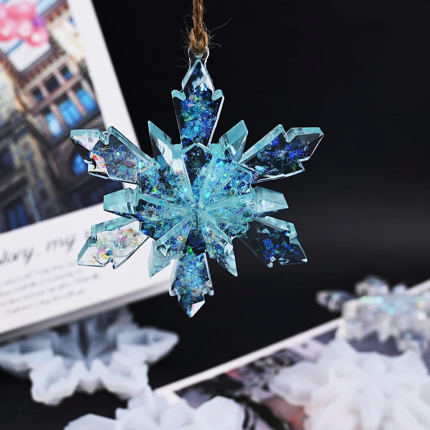 Crystal Epoxy Resin Snowflake Mold Christmas Ornaments Pendant