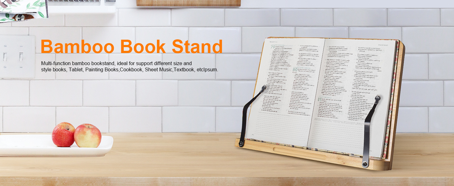 Bamboo Book Stand Cookbook Holder Reading Desk Bookrest With - Temu