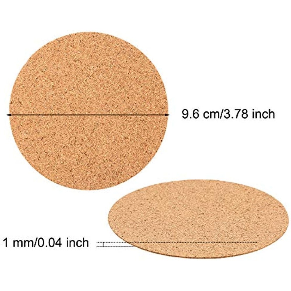 60pcs, Cork Coasters, Self Adhesive Cork Coasters, Heat Insulation Solid  Color Table Pad, Round Cork Pads, For Coasters And DIY Craft Supplies,  Kitche