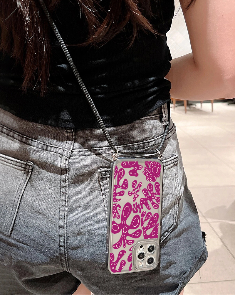 lanyard silicone case purple cell diagram graphic phone case