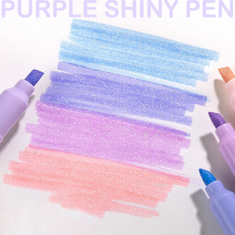 4 Colors Kawaii Glitter Highlighter Pen Pastel Fine - Temu