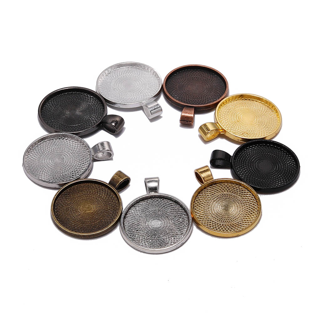 

10pcs/pack 25 Mm Cabochon Base Tray Bezels Blank Golden Necklace Pendant Bezel Blanks Setting Cabochon Base For Diy Jewelry Making Supplies