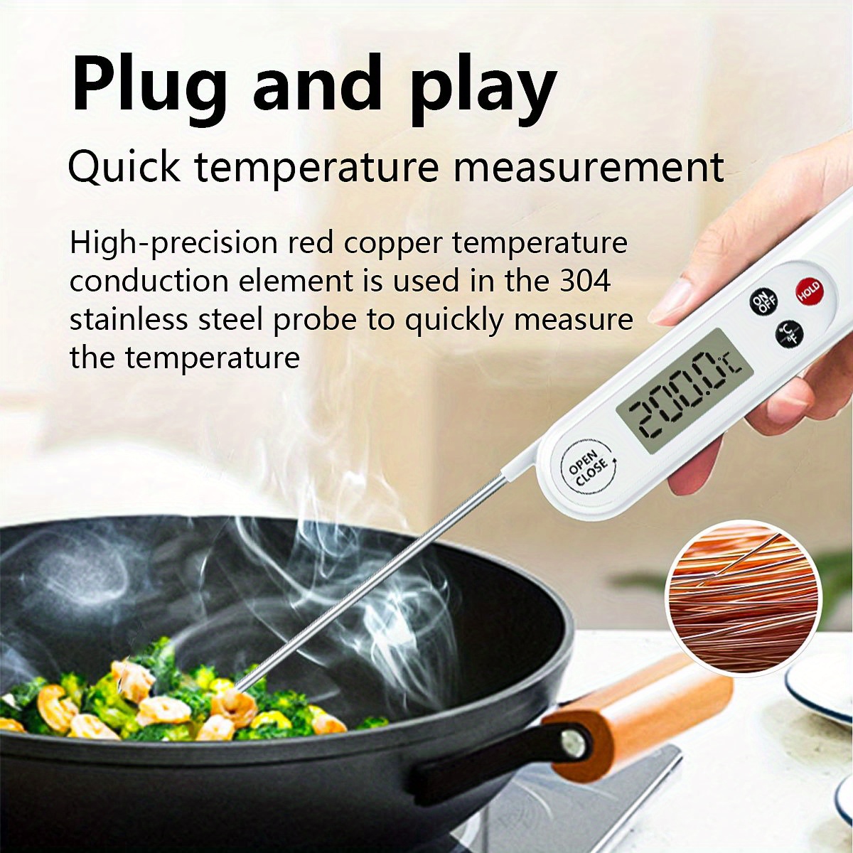 Waterproof Digital Instant Reading Thermometer, Ultra-fast Thermometer,  With Folding Probe Calibration Function, Used For Cooking Baked Goods,  Barbecue Grills, Laboratory Temperature Measurement - Temu