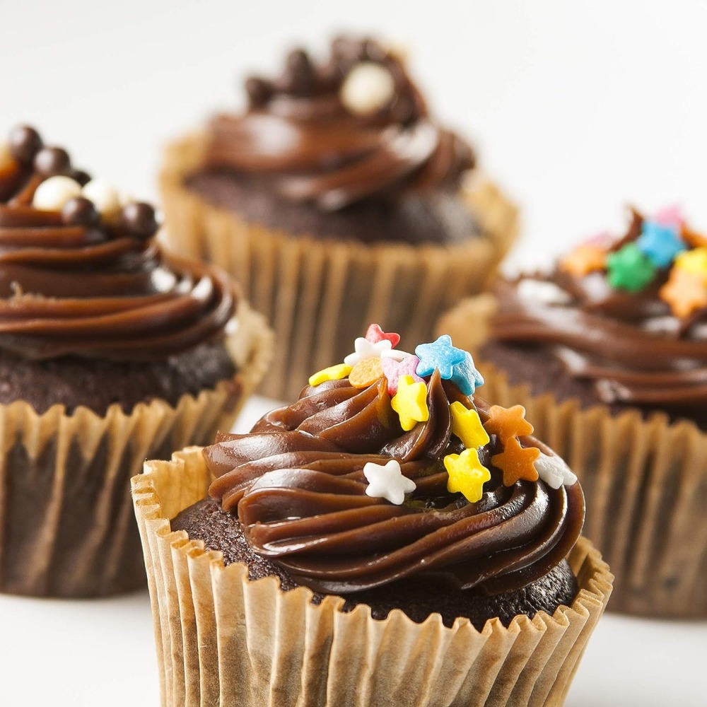 Standard Cupcake Liners, No Smell, Food Grade & Grease-proof Baking Cups Paper, Size: 200pc Cupcake Liners, Brown