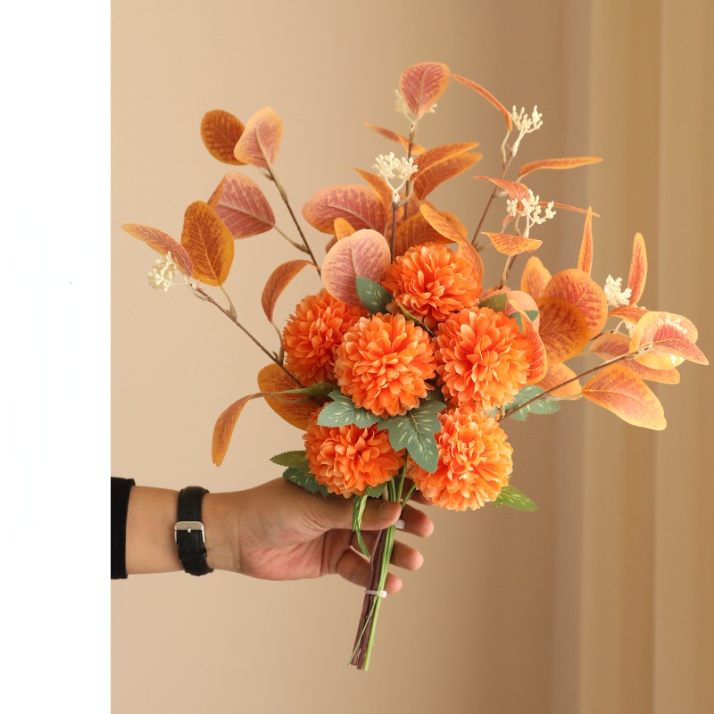 Topia Silk Fall Flowers Artificial Silk Dried Hydrangea Flowers Artificial Fall Flowers Bouquet Dried Flowers Autumn Decorations for Office and Home