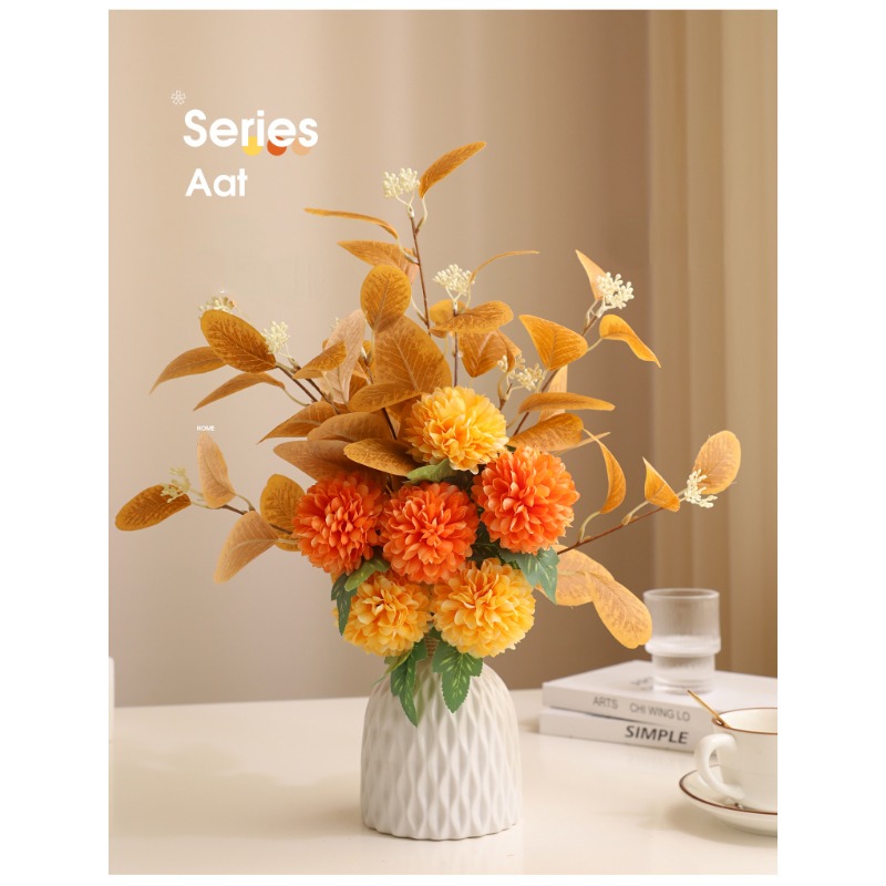 Topia Silk Fall Flowers Artificial Silk Dried Hydrangea Flowers Artificial Fall Flowers Bouquet Dried Flowers Autumn Decorations for Office and Home