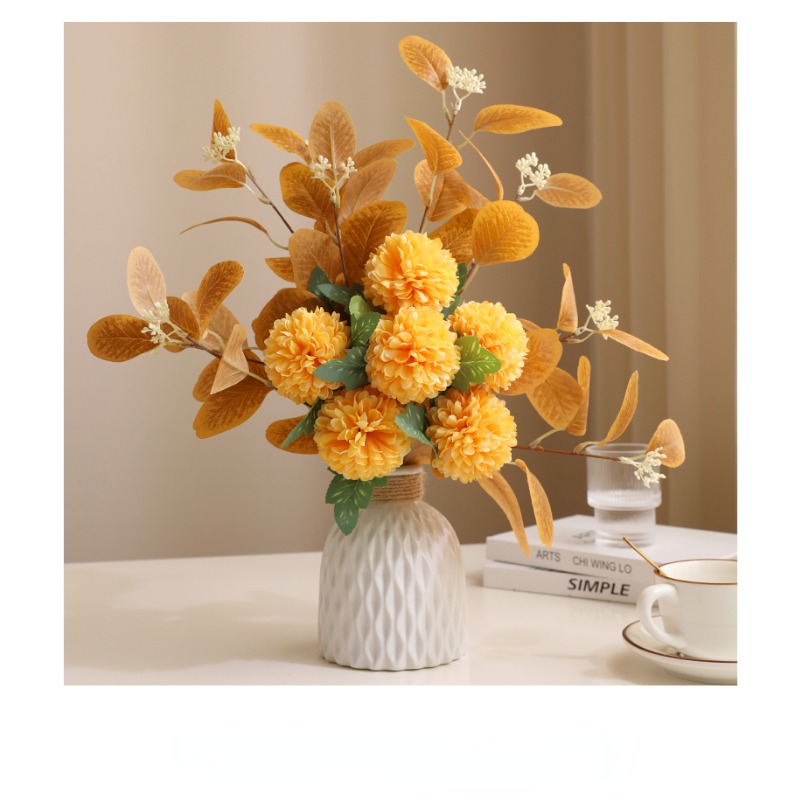  TOPIA Silk Fall Flowers Artificial Silk Dried Hydrangea Flowers  Artificial Fall Flowers Bouquet Dried Flowers Autumn Decorations for Office  and Home (6 PCS) (Cream White) : Home & Kitchen