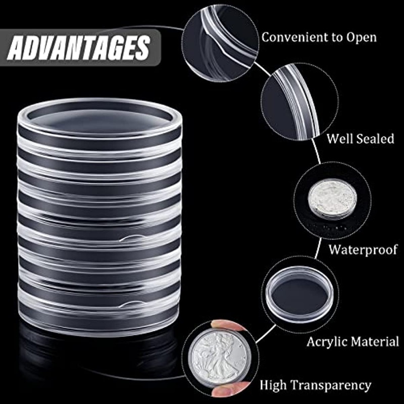 Silvery Dollar Coin Holder Clear Plastic Coin Capsules Round - Temu