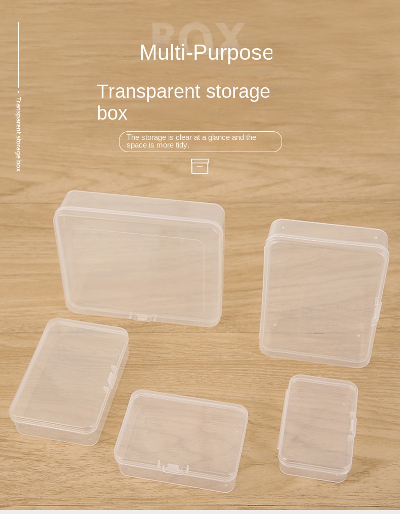 1pc Small Square Transparent Plastic Boxes Finishing Container