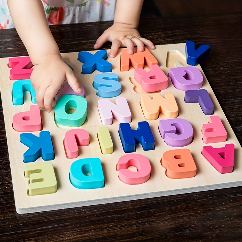 Children's Wooden Puzzle Alphabet Cognitive Matching - Temu