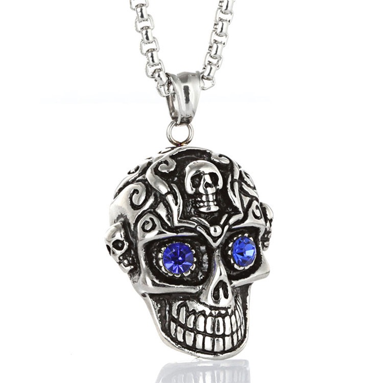 Gothic Punk Zirconia Skull Pendant Necklace for Women And Men Cute  Vintage Metal Headset Skeleton Necklace Choker Jewelry